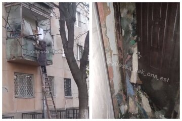 Одесситка превратила квартиру в свалку и лазит через балкон, видео: "Завалена входная дверь"