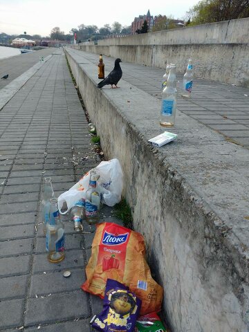 Набережна Дніпра перетворилася на звалище: гори сміття і порожні пляшки – фото