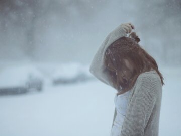 одиночество, грусть, женщина, депрессия, зима