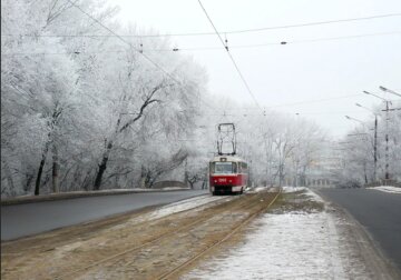 Трамвай, Днепр, зима