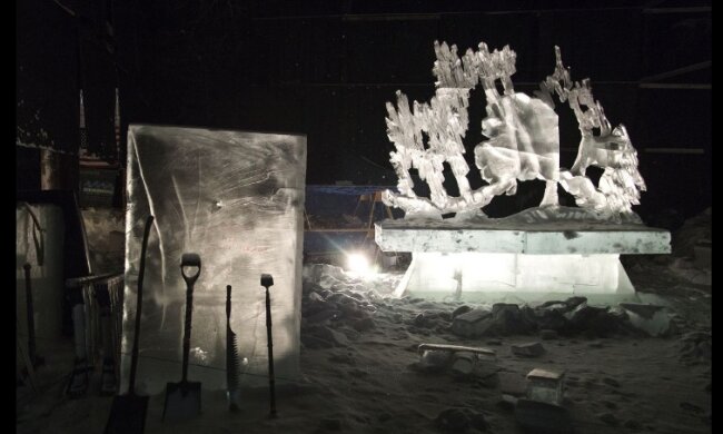 зима ледяная скульптура мороз лед