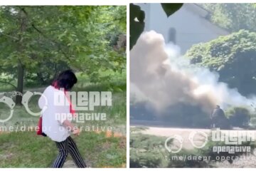 Жінка влаштувала пожежу в центральному парку Дніпра, кадри: "підпалювала пух"