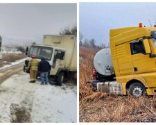 Грузовики слетают с дороги из-за гололеда: в ГСЧС показали кадры ЧП на Одесчине
