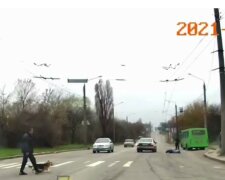 Бежал на маршрутку: харьковчанин попал под колеса на переходе, момент зафиксировала камера