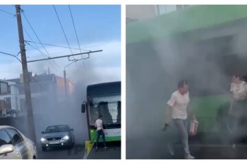 Новий тролейбус загорівся на ходу, кадри НП: "Головне щоб живі були"