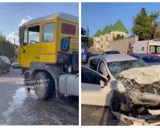 Мать с 8-летним сыном на Toyota влетела под зерновоз: кадры аварии под Одессой