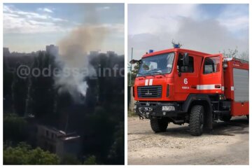 Пожежа охопила військовий об'єкт в Одесі, густий дим огорнув будівлю: відео НП