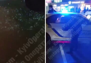 В Киеве дебошир атаковал патрульных, кадры: "Разбил машину и ..."
