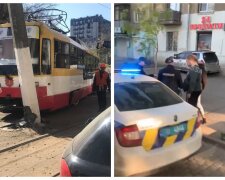 В Одессе трамвай сошел с путей и затормозил в столб: очевидцы сняли всё на видео