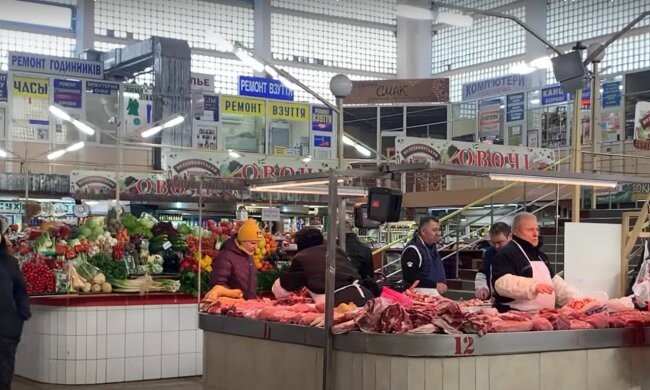 рынок, мясо, продукты
