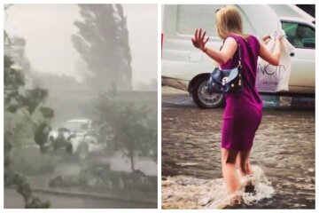 На Одесу обрушилася злива з ураганом, забили фонтани бруду: відео негоди