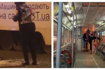 Сели не в свой трамвай: неадекваты набросились с кулаками на женщину-водителя, кадры