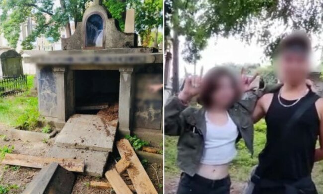 Малолетние вандалы устроили погром на кладбище, фото: "До чего дожились...."