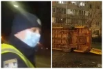 У Києві вантажівка несподівано вилетіла на тротуар і перекинулася: кадри з місця ДТП