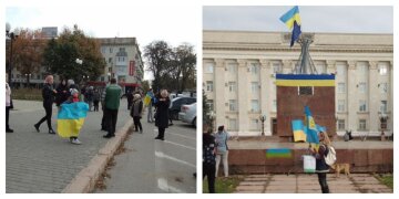 В центре Херсона собираются люди с украинскими флагами: кадры, от которых сложно сдержать слезы радости