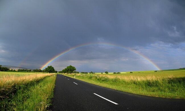 погода дорога радуга лето весна дождь