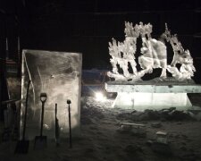 зима ледяная скульптура мороз лед