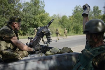 Members of Ukrainian self-defence battalion «Donbass» are seen at their positions near the