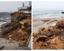 ЧП на одесском пляже: из-за стройки рухнула скала, видео происходящего