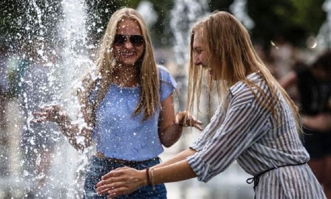 погода, лето, жара, фонтан