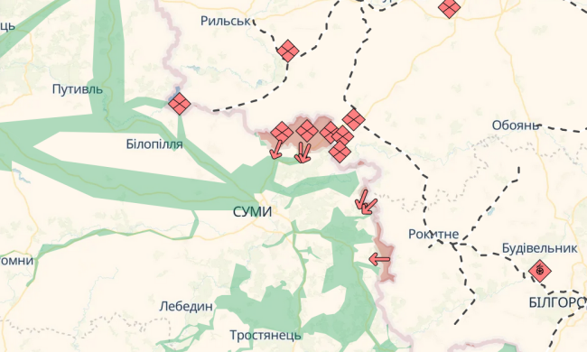 мапа фронту Суми