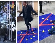 "Зірвали і розтоптали": у центрі Одеси малолітні вандали поглумилися над прапором, відео