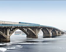 Киев, мост, Днепр, метро