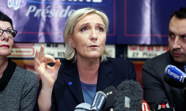 National Front Leader Marine Le Pen Campaigns In Lille