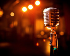 Retro microphone on stage