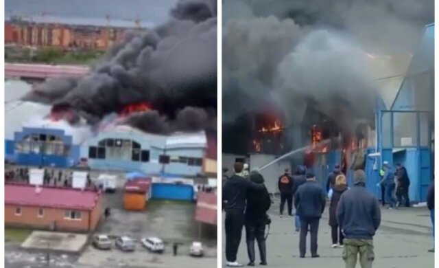 Россия снова пылает: на крупнейшем рынке Владикавказа вспыхнул пожар, густой дым накрыл окрестности
