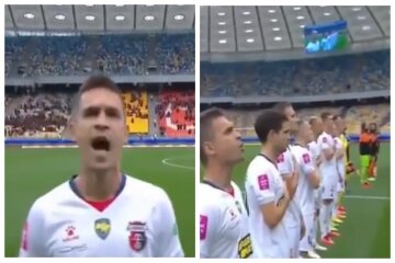 Український футболіст прославився божевільним виконанням гімну, відео: "Перекричав весь стадіон"