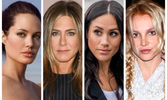Анджеліна Джолі, Дженніфер Еністон, меган маркл, Брітні Спірс
