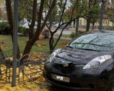 "В погоне за халявой все методы хороши": киевлянин подзарядил электромобиль от уличного фонаря, фото