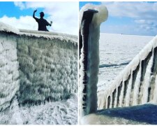 Азовское море замерзло, фото: коллаж Politeka