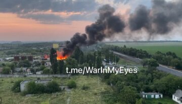 Пожар на нефтебазе в Шахтерске
