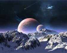 Terraspace-гранд-большие-горы-снег-небо-планеты-звезды-комет-Украшения-Дома-Холст-Плакат