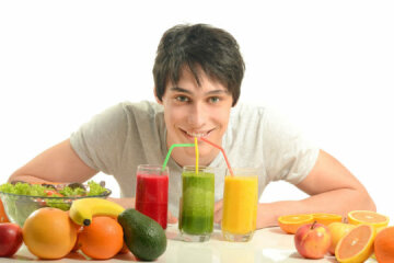 фрукты, парень, соки