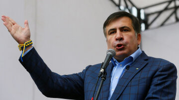 Former Georgian President Mikheil Saakashvili delivers a speech during a rally demanding an electora