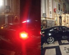 Украинка на скорости протаранила церковь, фото: "заехала на машине внутрь"