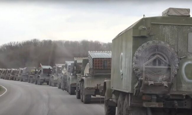 оккупанты, российская техника, колонна