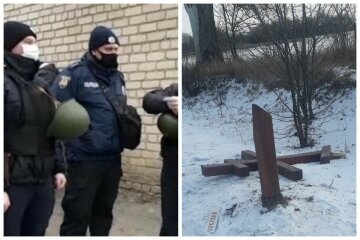 Под Киевом разгромили памятный крест ради развлечения, кадры разрушений: "Было скучно"