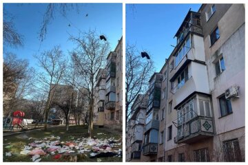 Летело все: под Одессой женщина выбрасывала вещи из окна многоэтажки, кадры