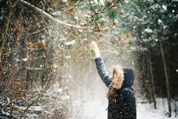 зима, щастя, радість, жінка