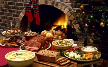 католическое рождество, еда, стол
