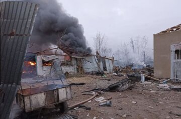 Війська РФ завдали нічного удару по мирному селу на Житомирщині, фото: горять будинки