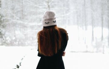 зима, женщина, одиночество