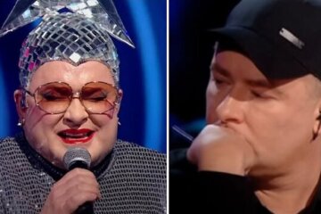Данилко у краватці приструнив Сердючку, що розперезалася: "А хто пісні пише, ти не забула?"