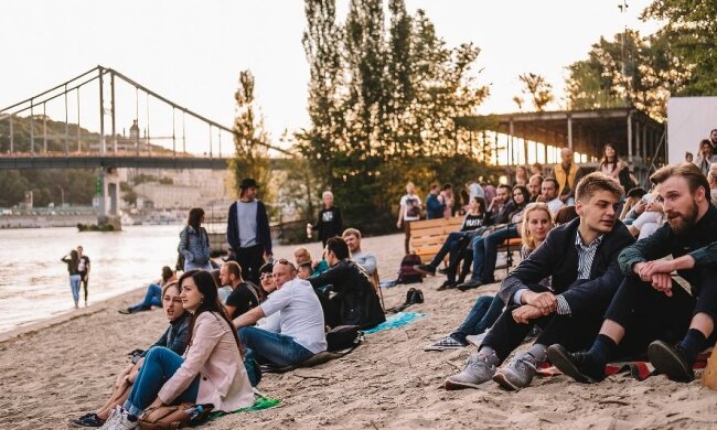 пляж, концерт, музыка, молодежь