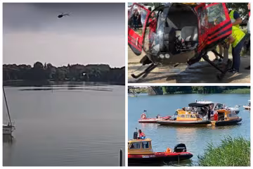 Вертолет с украинцами рухнул в озеро: появилось видео крушения, "резко начал падать вниз"