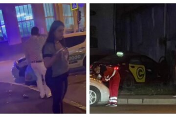 У Харкові зіткнулися два авто таксі, постраждали маленькі діти: фото з місця